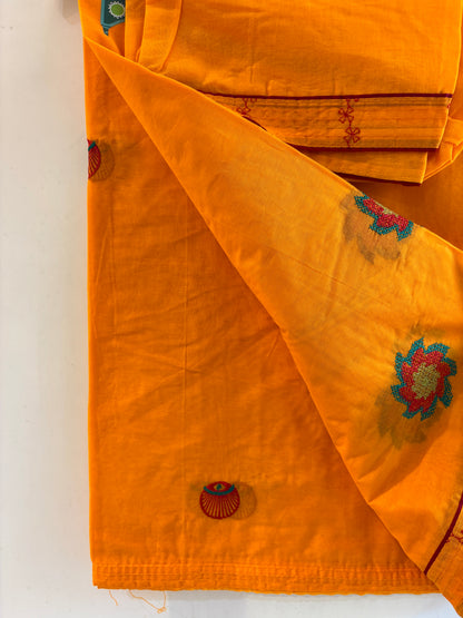 Pure Cotton Cross Stitch Embroidery Saree