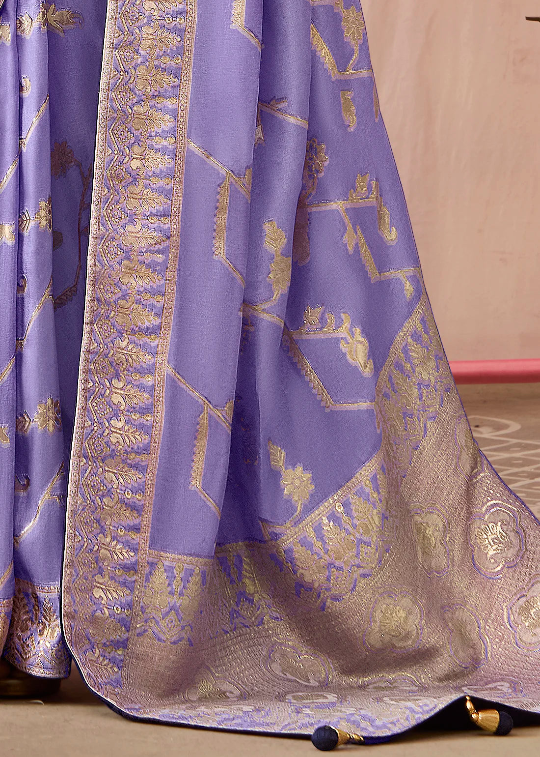 Lavender Pure Dola Silk Weaving Saree
