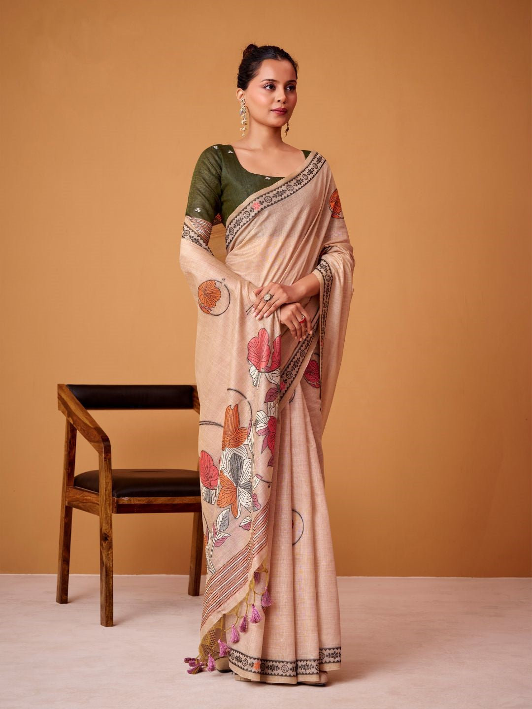 Jamdani Cotton Woven Work Saree with Contrast Blouse