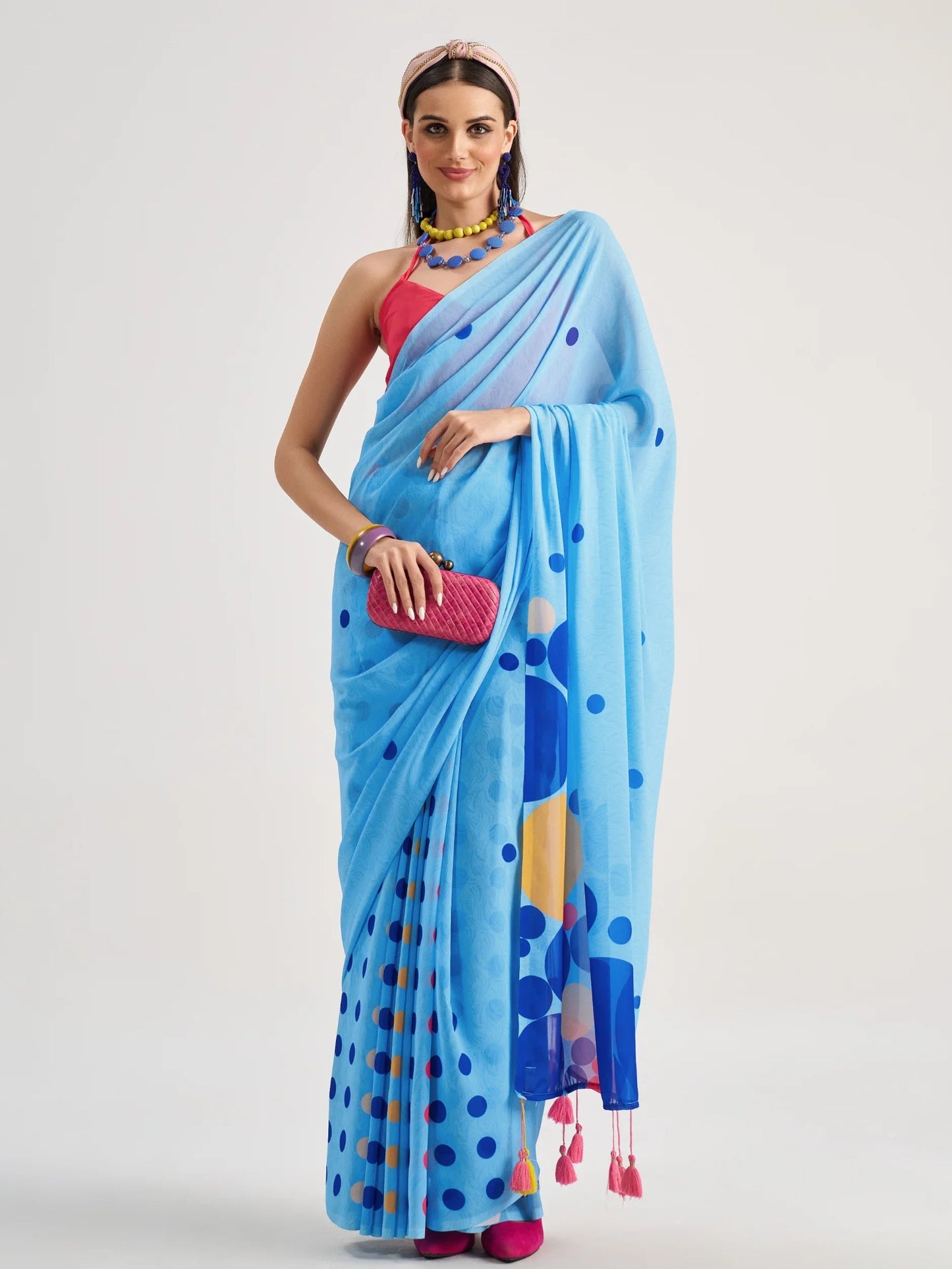 Blue Georgette Digital Printed Saree