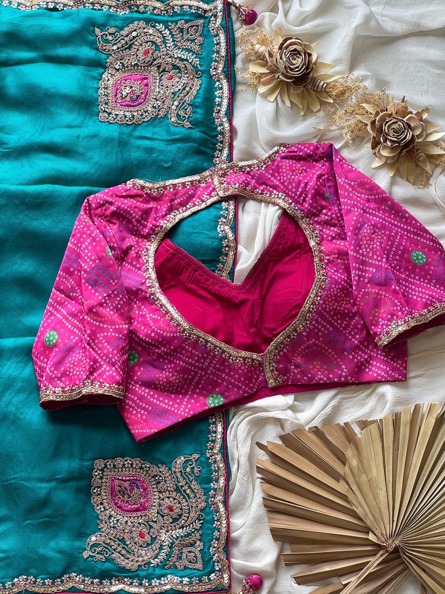 Teal Green Soft Tissue Silk Designer Saree