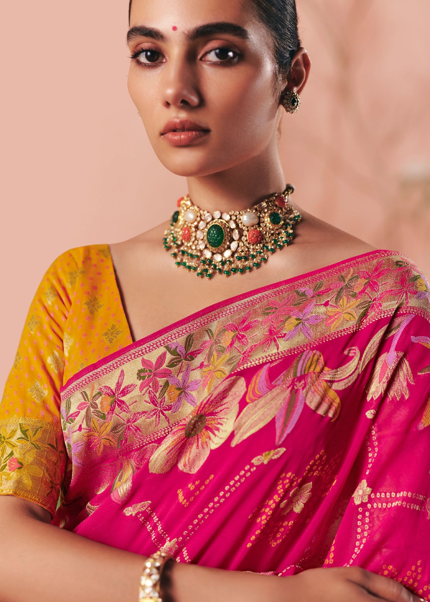 Vibrant Rani Pure Khaddi Georgette Saree