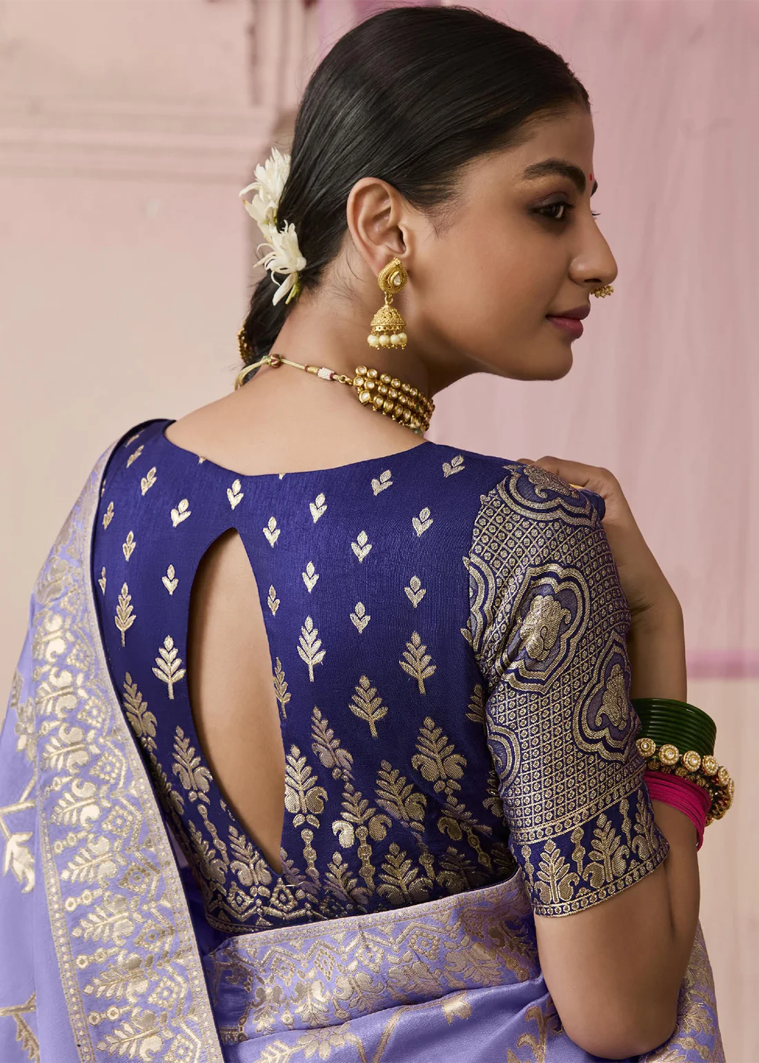 Lavender Pure Dola Silk Weaving Saree