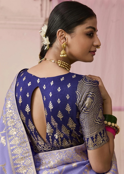 Lavender Pure Dola Silk Weaving Saree