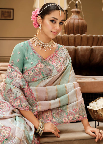 Multicolour Pure Viscose Silk Embroidered Saree
