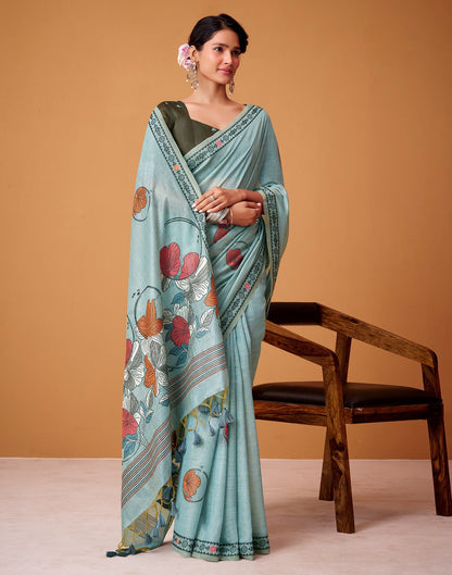 Jamdani Cotton Woven Work Saree with Contrast Blouse