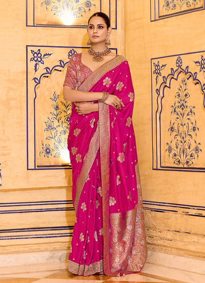 Rose Rani Pink Crepe Silk Soft Saree