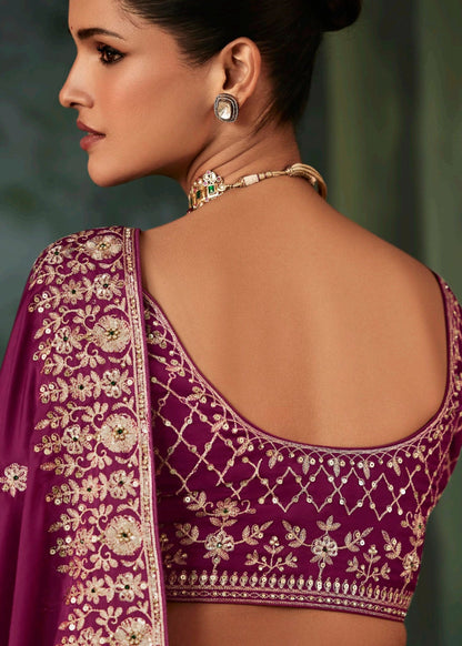 Purple Soft Tissue Silk Designer Saree