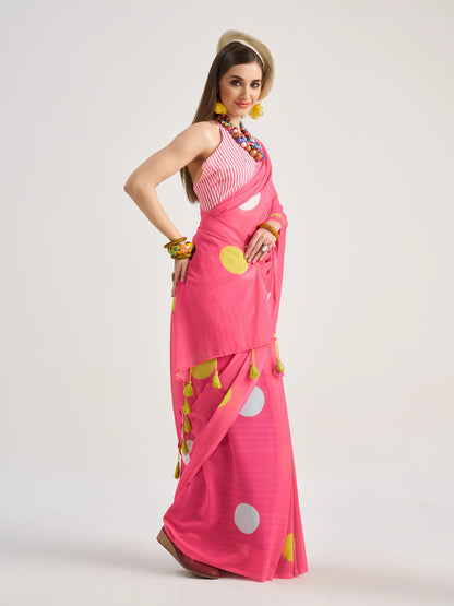 Pink Georgette Digital Printed Saree