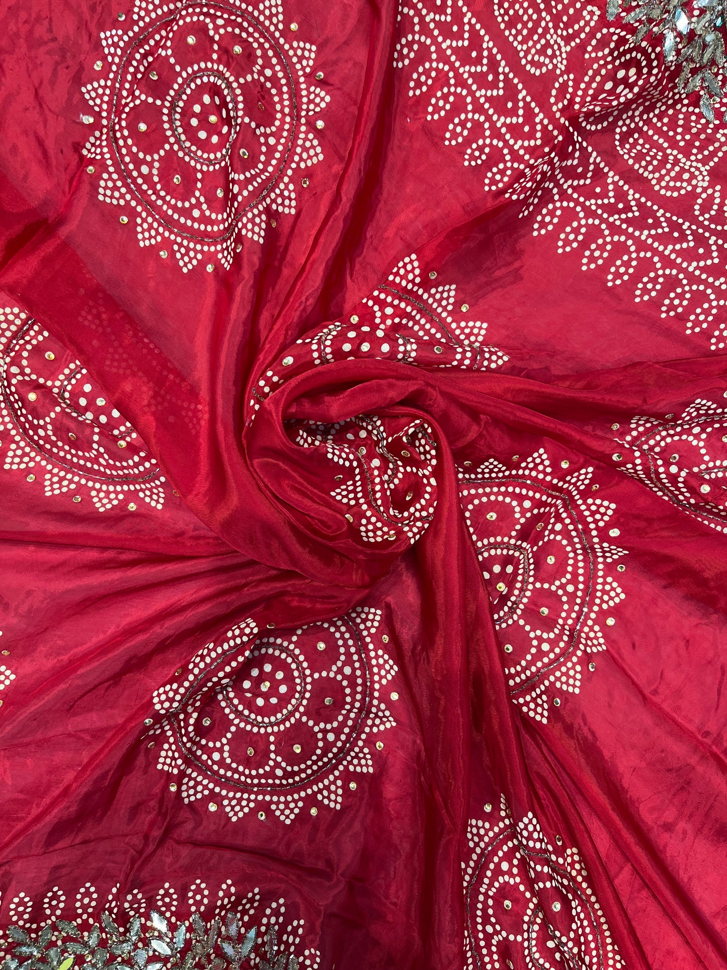 Pure Red Jaipuri Gotta Bandhej Saree