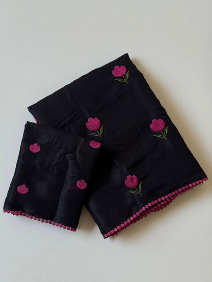 Kota Doriya Saree with Multi Threadwork with Unstitch Blouse