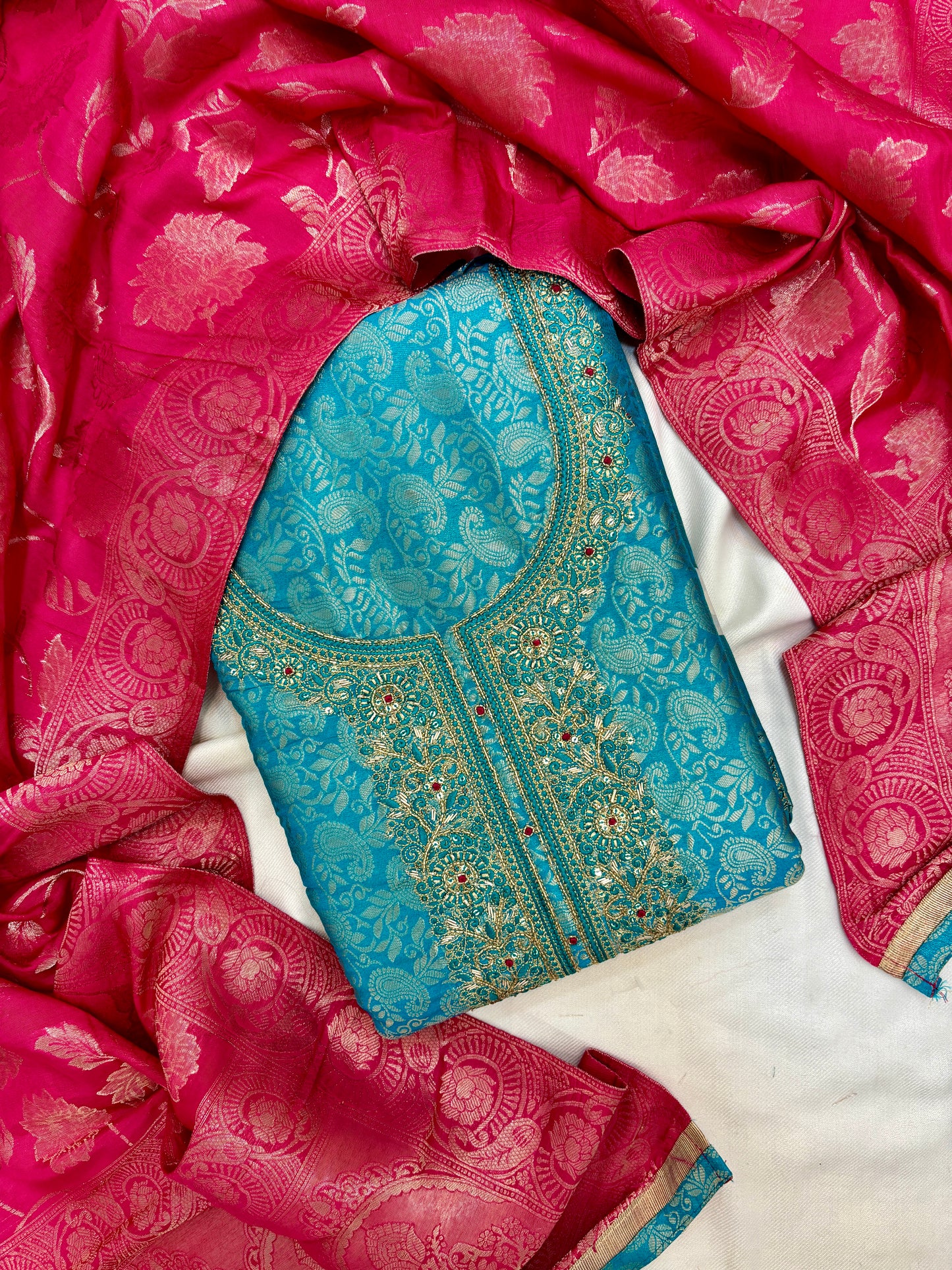 Banarasi Silk Unstitch Suit Set