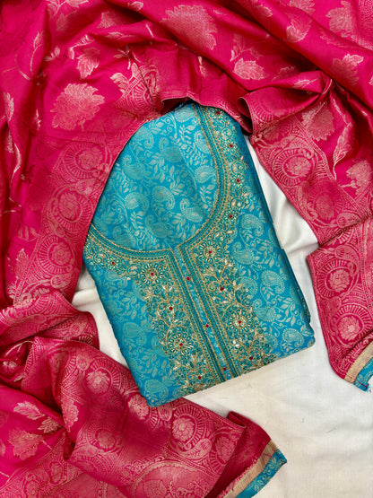 Banarasi Silk Unstitch Suit Set