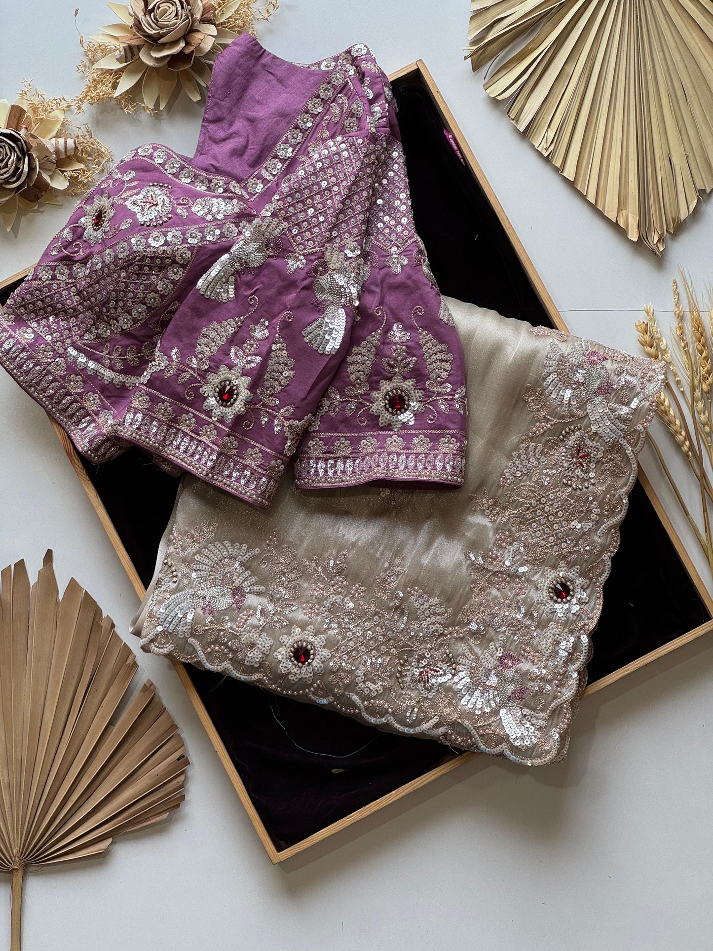 Cream Soft Tissue Silk Heavy Work Designer Saree