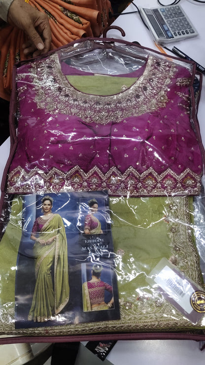 Sage Green Soft Tissue Silk Designer Saree with Readymade Blouse