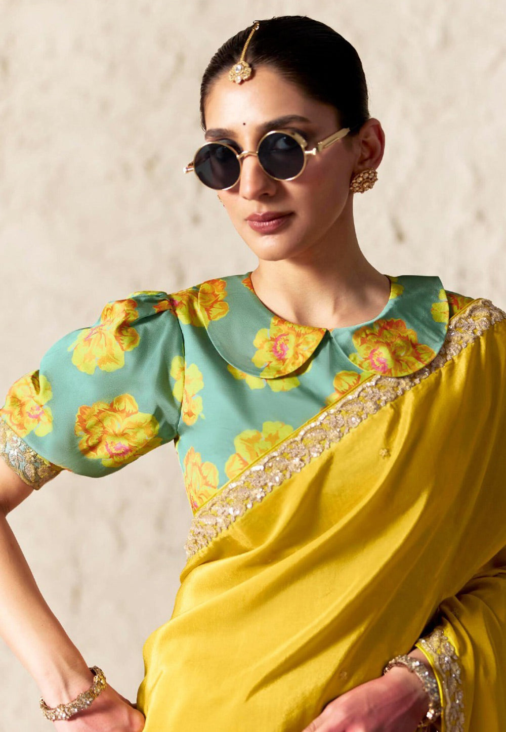 Lemon Yellow Soft Tissue Silk Designer Saree