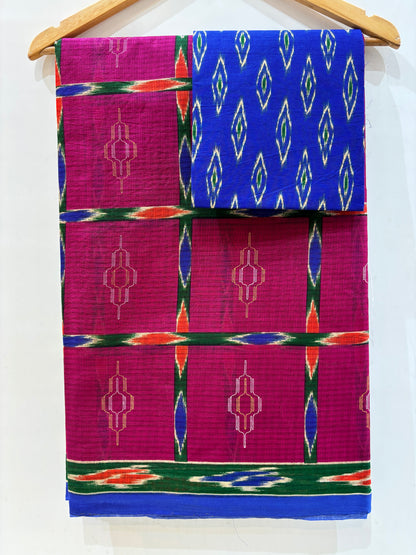 Pure Cotton Check Printed Saree