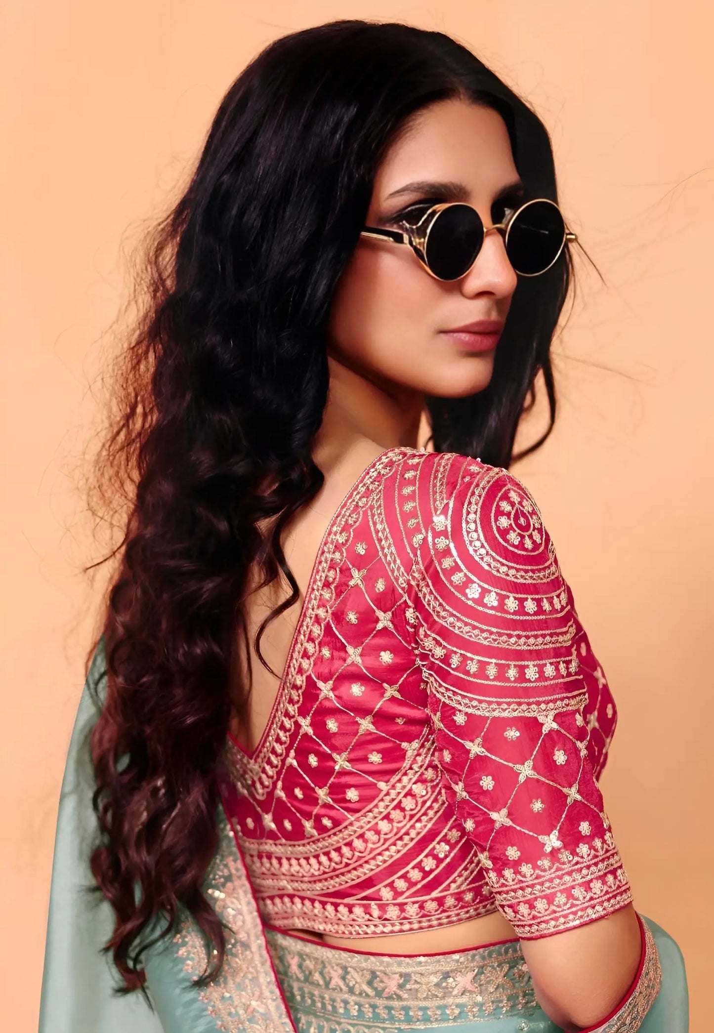 Sky Blue Soft Tissue Silk Designer Saree (Unstitched blouse)