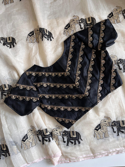 Premium Chanderi Thread Work Saree with Unstitch Blouse