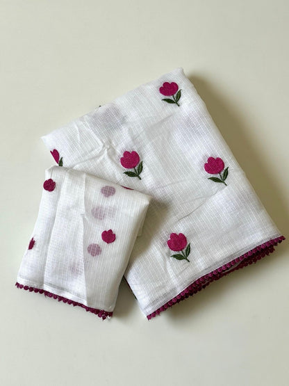 Kota Doriya Saree with Multi Threadwork with Unstitch Blouse