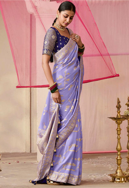 Lavender Pure Dola Silk Weaving Saree