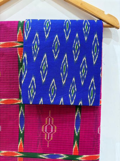Pure Cotton Check Printed Saree