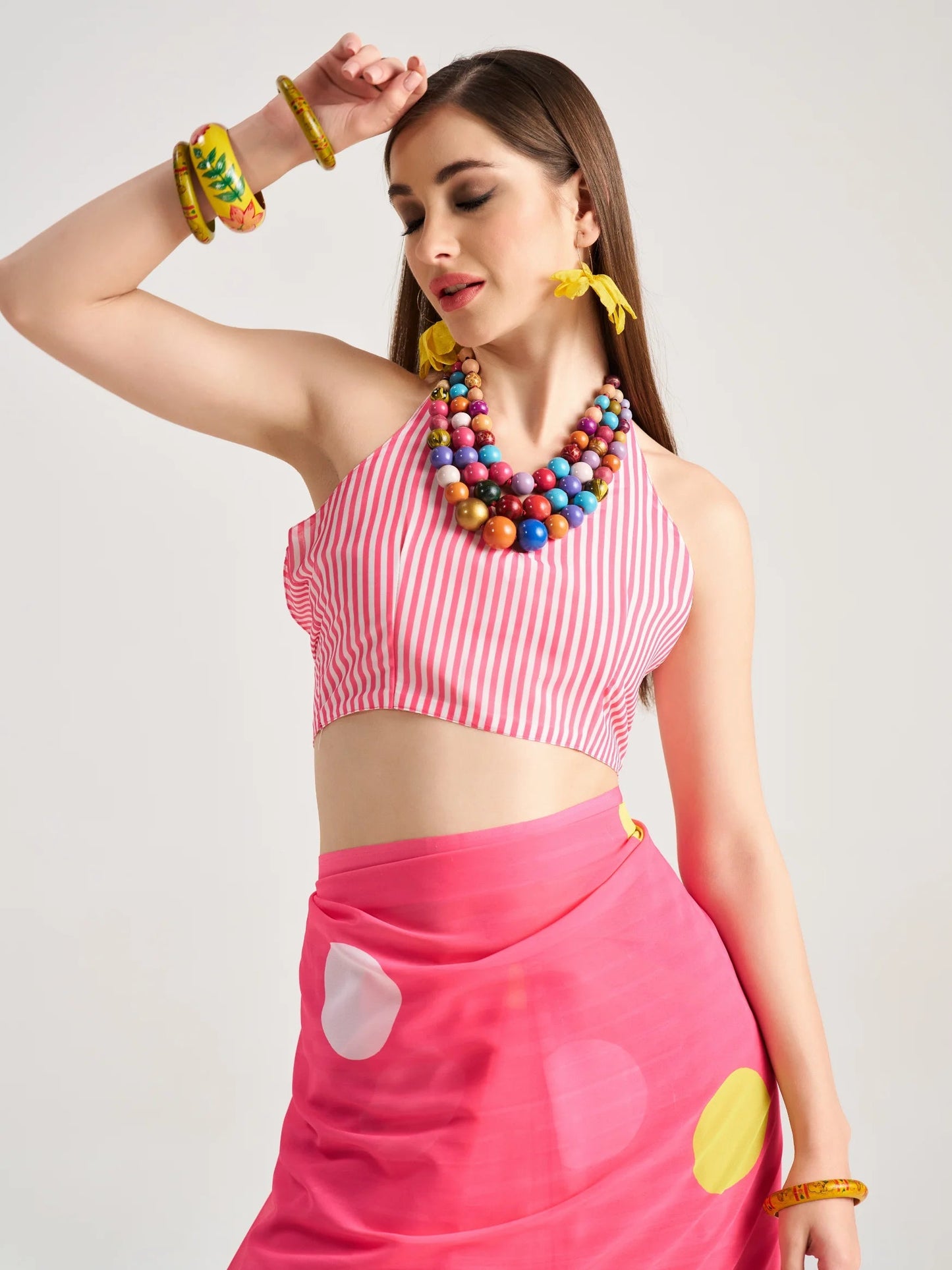 Pink Georgette Digital Printed Saree