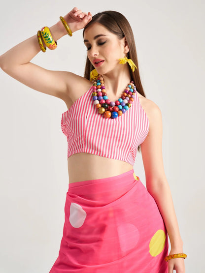 Pink Georgette Digital Printed Saree