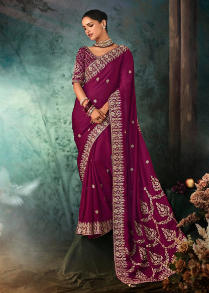 Purple Soft Tissue Silk Designer Saree