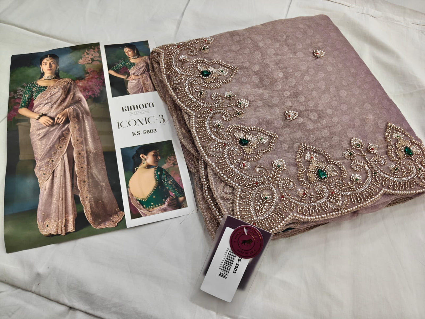Lavender Tissue Silk Heavy Blouse Designer Saree